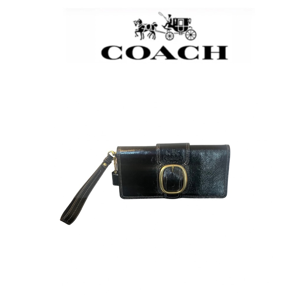 Coach Bleecker Black Patent Leather Wallet Wristlet Clutch